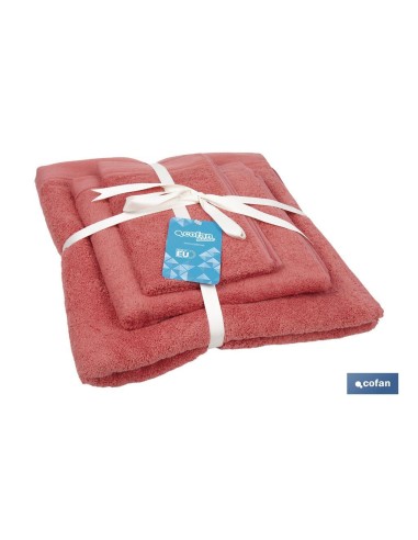 JUEGO DE 3 TOALLAS CORAL 580 G/M2 GAMA JAMAICA 30X50 50X100 70X140 CM