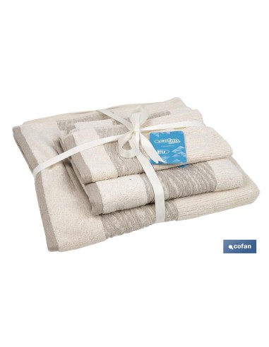JUEGO DE 3 TOALLAS NATURE 600 G/M2 GAMA ALMA 30X50 50X100 70X140 CM