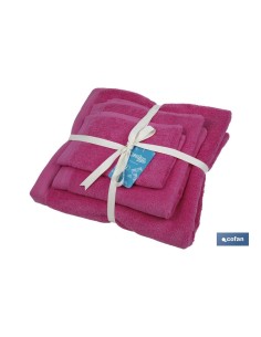 JUEGO DE 3 TOALLAS FUCSIA 580 G/M2 GAMA PRIMAVERA 30X50 50X100 70X140 CM 2
