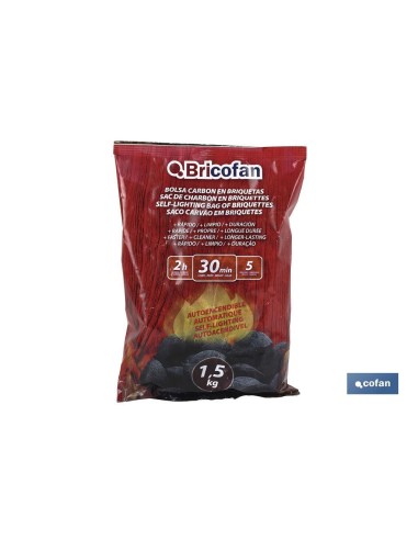 BOLSA CARBON EN BRIQUETAS AUTOENCENDIBLE 1,5 Kgs