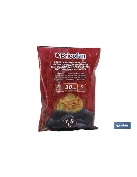 BOLSA CARBON EN BRIQUETAS AUTOENCENDIBLE 1,5 Kgs