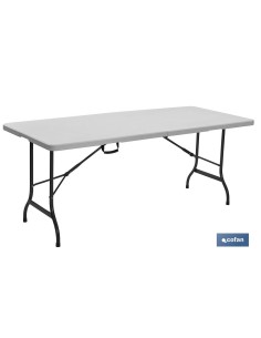 MESA PLEGABLE RECTANGULAR BLANCA CON BLOQUEO DE SEGURIDAD 180x70x72 CM