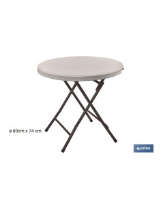 MESA REDONDA PLEGABLE BLANCA 80x80x74cm