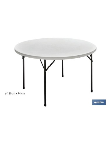 MESA REDONDA PLEGABLE BLANCA 120x74cm