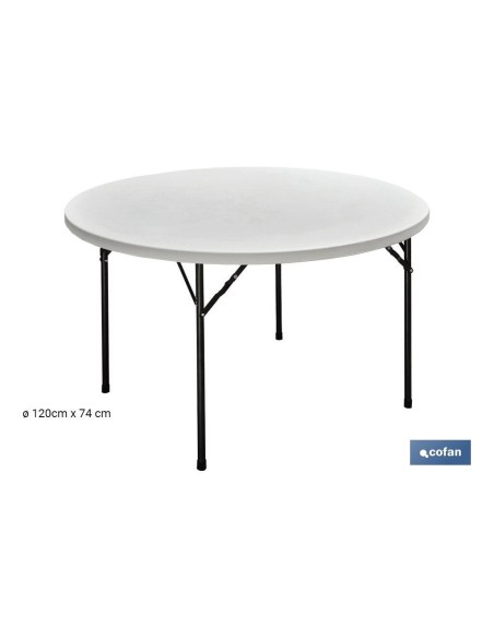 MESA REDONDA PLEGABLE BLANCA 120x74cm