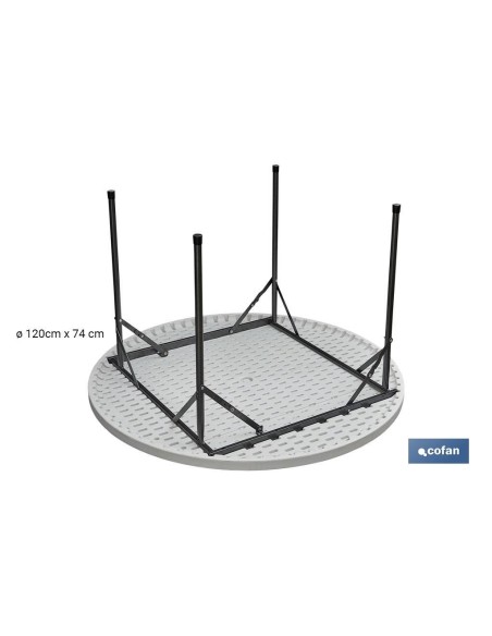 MESA REDONDA PLEGABLE BLANCA 120x74cm