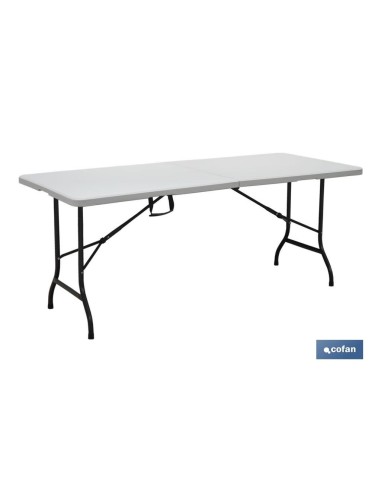 MESA PLEGABLE RECTANGULAR BLANCA CON BLOQUEO DE SEGURIDAD 180x75x72 CM