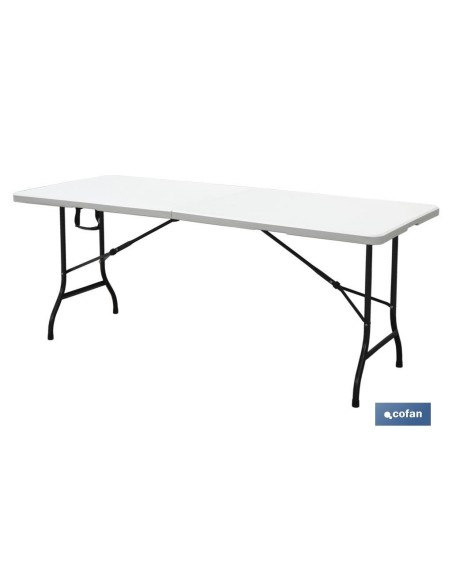 MESA PLEGABLE RECTANGULAR BLANCA CON BLOQUEO DE SEGURIDAD 180x75x72 CM