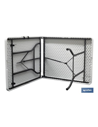 MESA PLEGABLE RECTANGULAR BLANCA CON BLOQUEO DE SEGURIDAD 180x75x72 CM