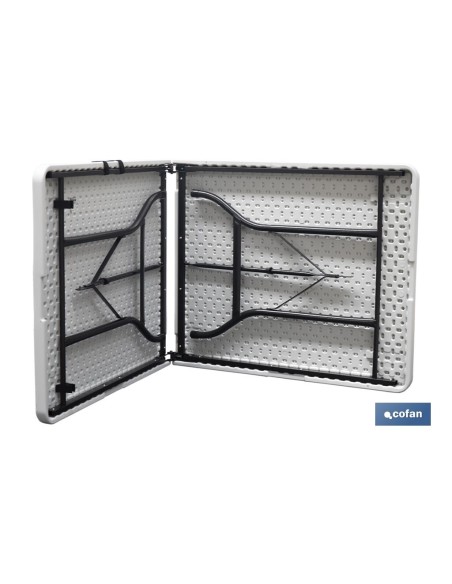 MESA PLEGABLE RECTANGULAR BLANCA CON BLOQUEO DE SEGURIDAD 180x75x72 CM