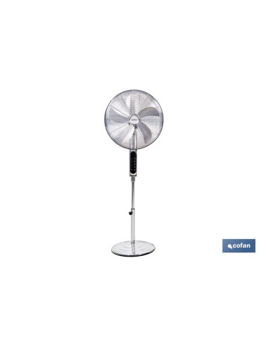 VENTILADOR DE PIE OSCILANTE GRIS METALIZADO OSCILANTE CON 3 VELOCIDADES Y TEMPORIZADOR Ø45 CM 70 W
