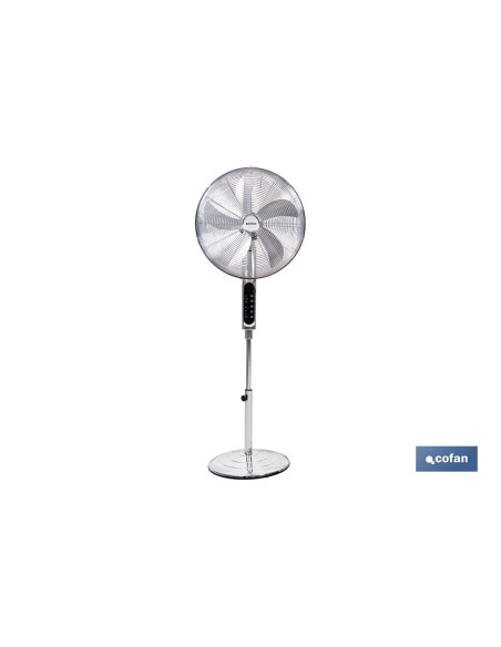 VENTILADOR DE PIE OSCILANTE GRIS METALIZADO OSCILANTE CON 3 VELOCIDADES Y TEMPORIZADOR Ø45 CM 70 W