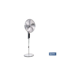 VENTILADOR DE PIE OSCILANTE GRIS METALIZADO OSCILANTE CON 3 VELOCIDADES Y TEMPORIZADOR Ø45 CM 70 W 2