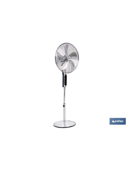 VENTILADOR DE PIE OSCILANTE GRIS METALIZADO OSCILANTE CON 3 VELOCIDADES Y TEMPORIZADOR Ø45 CM 70 W