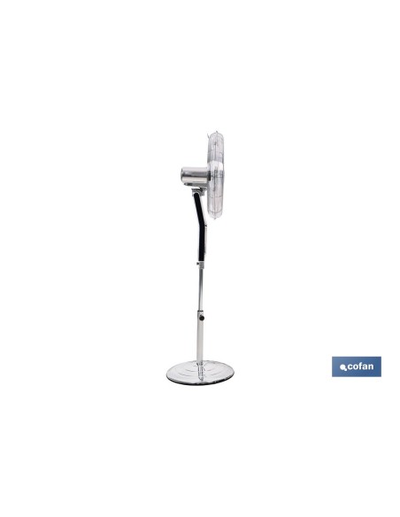 VENTILADOR DE PIE OSCILANTE GRIS METALIZADO OSCILANTE CON 3 VELOCIDADES Y TEMPORIZADOR Ø45 CM 70 W