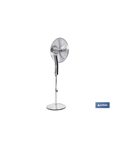 VENTILADOR DE PIE OSCILANTE GRIS METALIZADO OSCILANTE CON 3 VELOCIDADES Y TEMPORIZADOR Ø45 CM 70 W