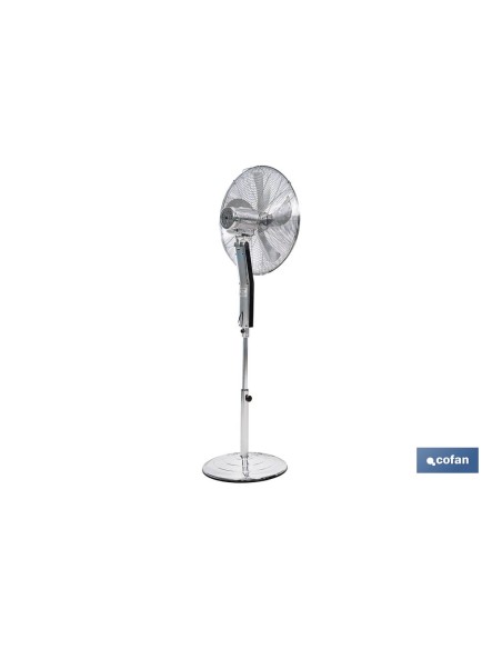 VENTILADOR DE PIE OSCILANTE GRIS METALIZADO OSCILANTE CON 3 VELOCIDADES Y TEMPORIZADOR Ø45 CM 70 W