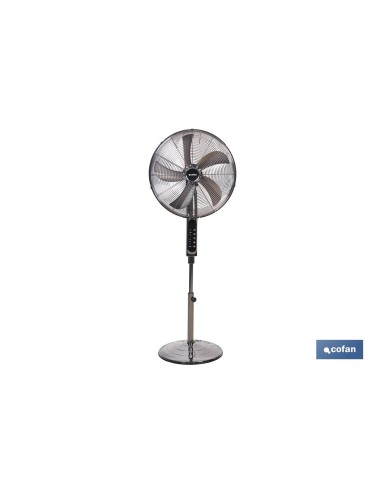 VENTILADOR DE PIE OSCILANTE GRIS PLOMO OSCILANTE CON 3 VELOCIDADES Y TEMPORIZADOR Ø45 CM 70 W