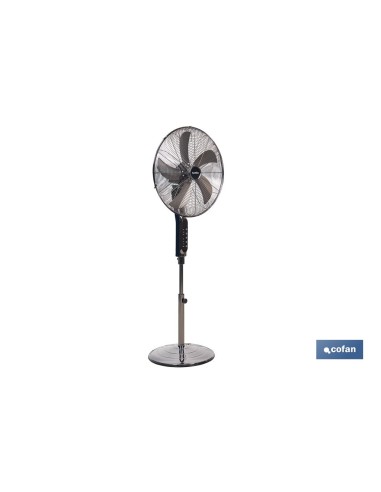 VENTILADOR DE PIE OSCILANTE GRIS PLOMO OSCILANTE CON 3 VELOCIDADES Y TEMPORIZADOR Ø45 CM 70 W