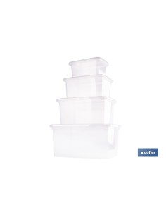PACK DE 4 CAJAS DE ALMACENAJE TRANSPARENTES 4 L + 8 L + 15 L + 26 L