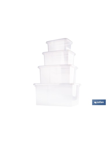 PACK DE 4 CAJAS DE ALMACENAJE TRANSPARENTES 4 L + 8 L + 15 L + 26 L