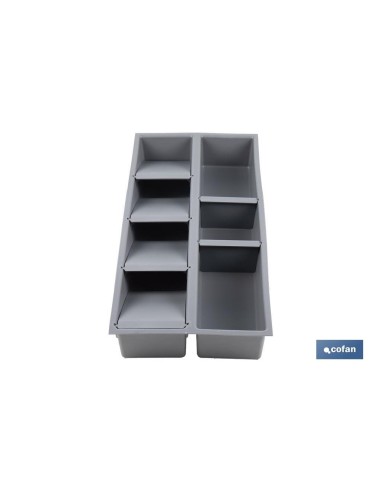 ORGANIZADOR PARA CAJÓN CON SEPARADORES DE COLOR GRIS 20 X 45 X 6,5 CM