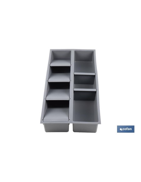 ORGANIZADOR PARA CAJÓN CON SEPARADORES DE COLOR GRIS 20 X 45 X 6,5 CM