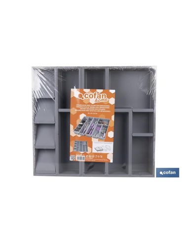 ORGANIZADOR PARA CAJÓN CON SEPARADORES DE COLOR GRIS 50 X 45 X 6,5 CM