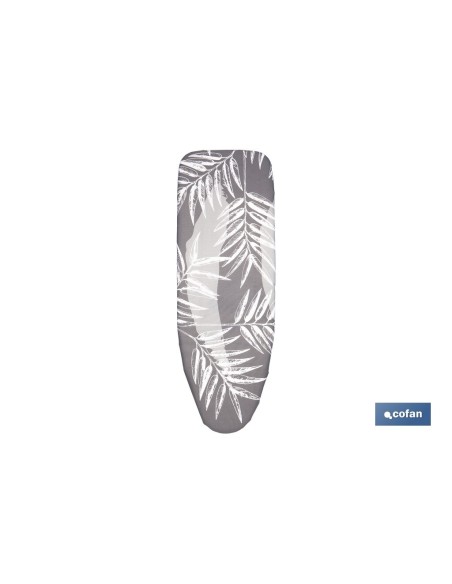 FUNDA ACOLCHADA PARA TABLA DE PLANCHAR 135 X 53 CM RAMAS GRIS BITONAL