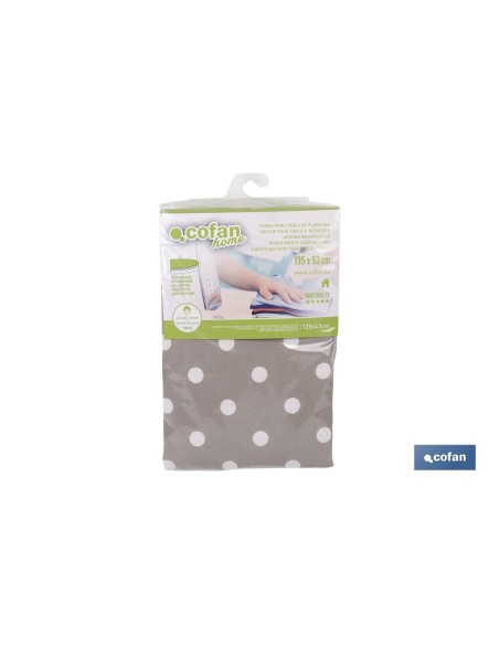 FUNDA ACOLCHADA PARA TABLA DE PLANCHAR 135 X 53 CM LUNARES
