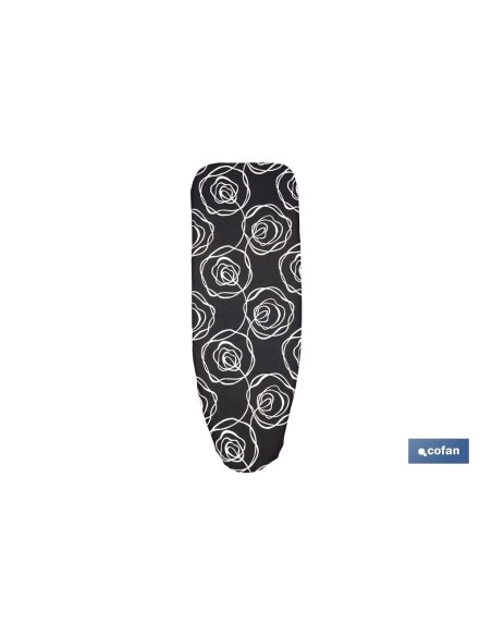 FUNDA ACOLCHADA PARA TABLA DE PLANCHAR 135 X 53 CM ROSAS NEGRAS