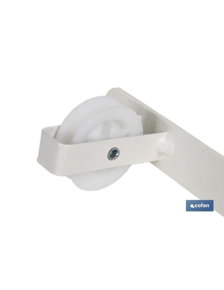 TENDEDERO FIJO DE PARED BLANCO DE DOS PIEZAS CON 2 POLEAS 20 X 6.5 X 2.5 CM
