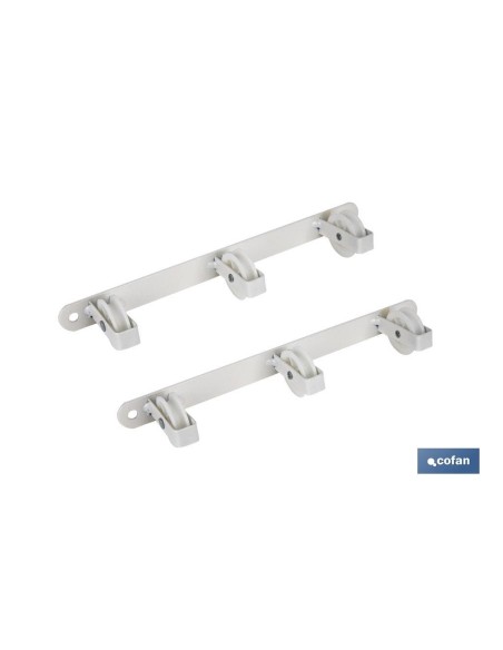 TENDEDERO FIJO DE PARED BLANCO DE DOS PIEZAS CON 3 POLEAS 31 X 6.5 X 2.5 CM