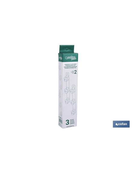 TENDEDERO FIJO DE PARED BLANCO DE DOS PIEZAS CON 3 POLEAS 31 X 6.5 X 2.5 CM