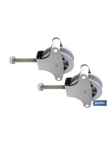 PACK 2 POLEAS PARA TENDEDERO ACERO INOXIDABLE 304 ROLDANA 4 CM
