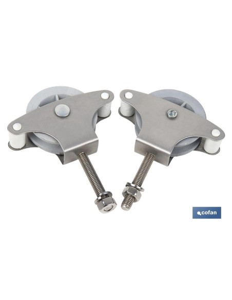 PACK 2 POLEAS PARA TENDEDERO ACERO INOXIDABLE 304 ROLDANA 4 CM