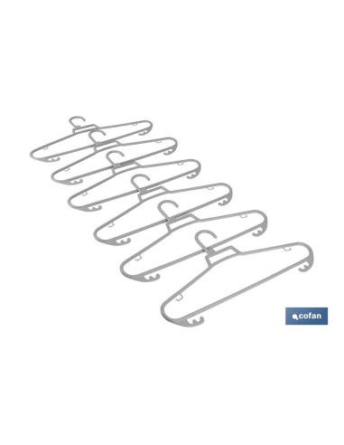 PACK DE 6 PERCHAS GRIS CLARO 38 X 18 CM