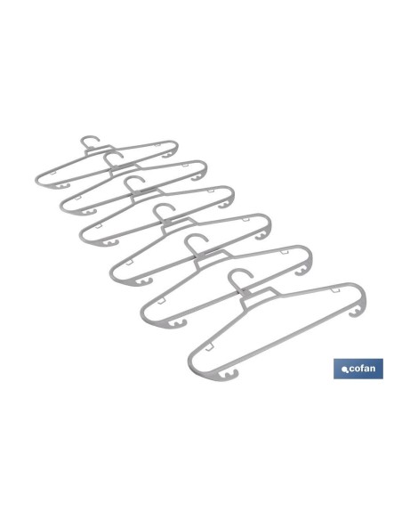 PACK DE 6 PERCHAS GRIS CLARO 38 X 18 CM