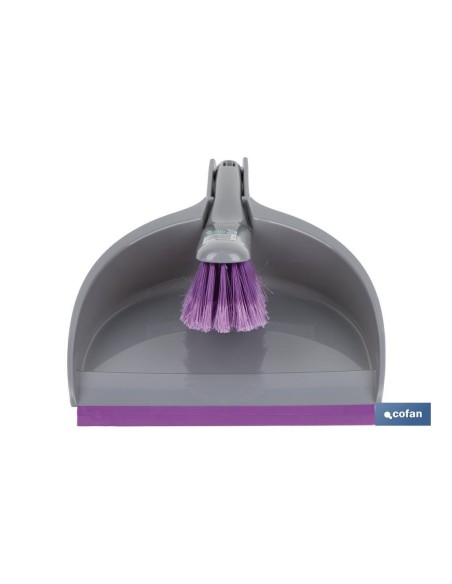 SET DE CEPILLO CON PALA Y BORDE DE GOMA COLOR LILA 33 X 23 X 9 CM