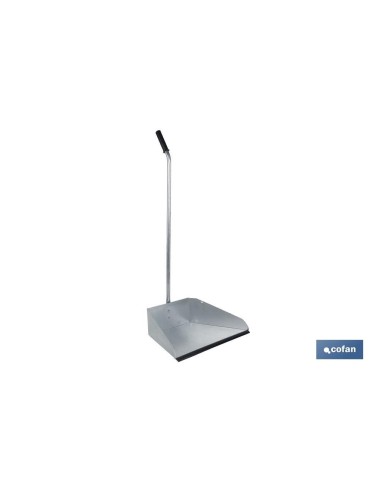 RECOGEDOR INDUSTRIAL GALVANIZADO CON GOMA Y MANGO CURVO