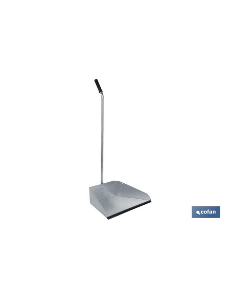 RECOGEDOR INDUSTRIAL GALVANIZADO CON GOMA Y MANGO CURVO