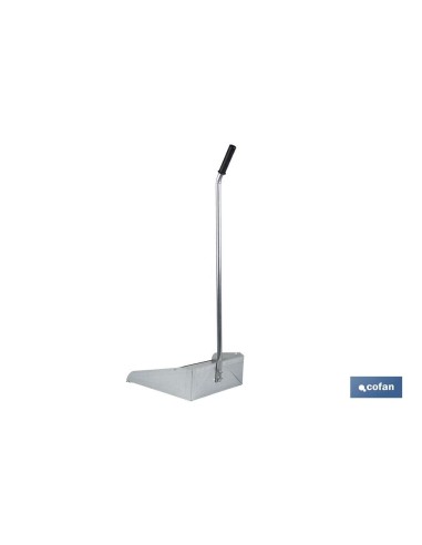 RECOGEDOR INDUSTRIAL GALVANIZADO CON GOMA Y MANGO CURVO