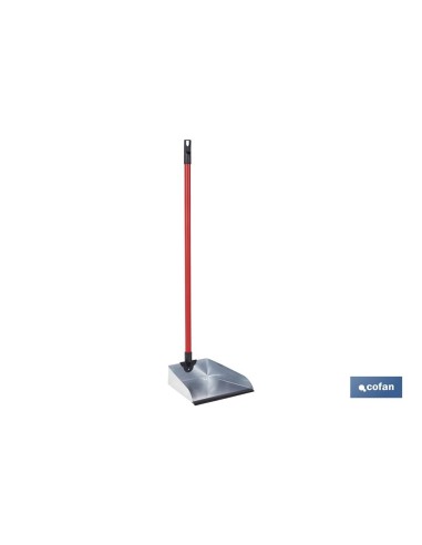 RECOGEDOR METÁLICO GALVANIZADO CON GOMA Y MANGO 83 X 24 CM