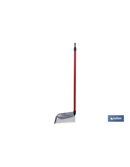 RECOGEDOR METÁLICO GALVANIZADO CON GOMA Y MANGO 83 X 24 CM