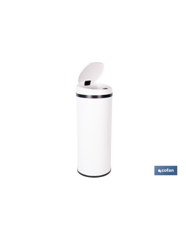 CUBO DE BASURA BLANCO CON SENSOR Y CUBO INTERIOR 50 L 30,5 X 78 CM