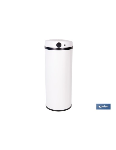 CUBO DE BASURA BLANCO CON SENSOR Y CUBO INTERIOR 50 L 30,5 X 78 CM