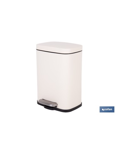 CUBO DE BASURA BEIGE CON PEDAL Y CUBO INTERIOR 5 L 21 X 18,5 X 30 CM