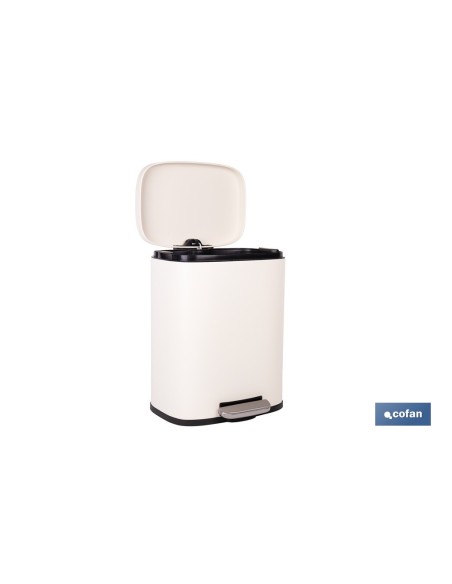 CUBO DE BASURA BEIGE CON PEDAL Y CUBO INTERIOR 20 L 34,2 X 29,3 X 44 CM