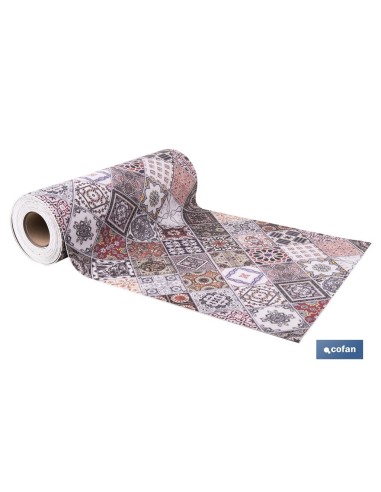 ROLLO DE ALFOMBRA VINÍLICA DISEÑO GEOMÉTRICO 84% VINILO 16% POLIÉSTER 52 CM X 20 M