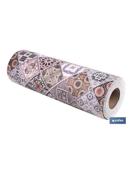 ROLLO DE ALFOMBRA VINÍLICA DISEÑO GEOMÉTRICO 84% VINILO 16% POLIÉSTER 52 CM X 20 M